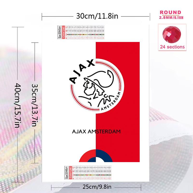 AFC Ajax Amsterdam 100% Round Full Drill 5D DIY Diamond Painting Embroidery Cross Stitch Rhinestone Décor