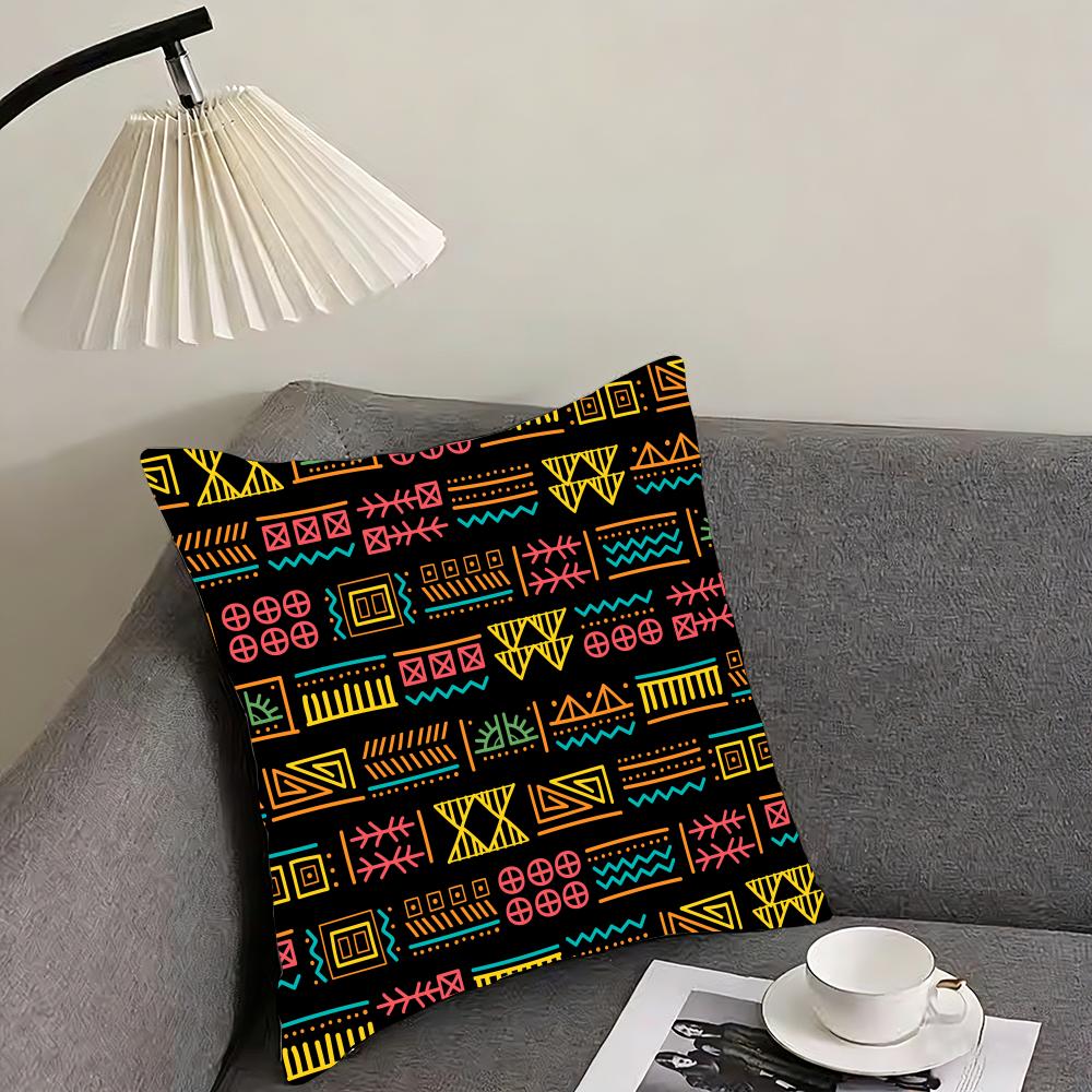 African Tribal Pattern Cushion Cover Pillowcase Comfort Sofa Bed Silky Elegant Invisible Zipper Decorative Cushion Cover