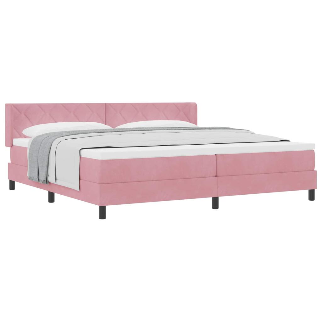 Box Spring Bed with Headboard Pink 200 x 200 cm Velvet