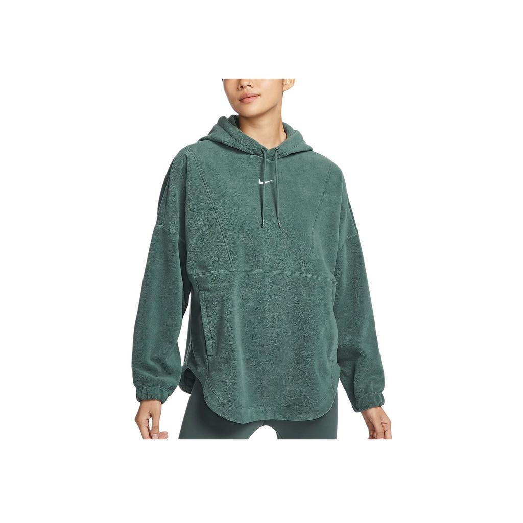 Nike Felpa con cappuccio oversize Therma-Fit One morbida e confortevole da donna, verde bianco FV8077-338