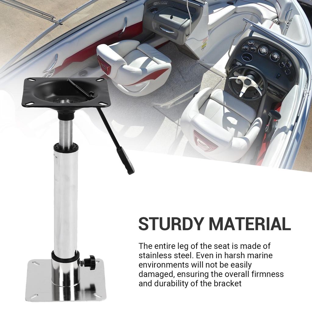Boat Seat Pedestal Base Mount Kit Stainless Steel Adjustable 400-500mm Thread Rotatable for Yachts Ships Pontoon Bridge Deck