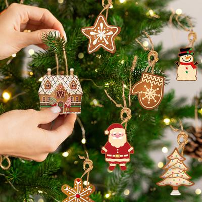12 sztuk świątecznych piernikowych ludzików, ozdoby na kule Mikołaja, ozdoby wiszące na choinkę, papierowe zawieszki 2024, noworoczne, DIY, uroki dla dzieci