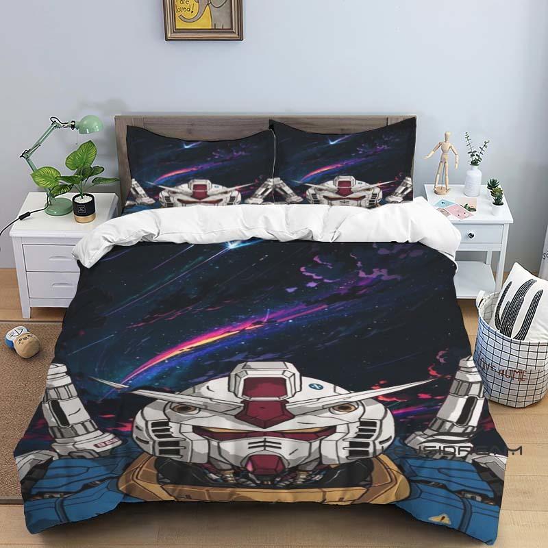 Cartoon/Anime Mobile Suit Gundam-Themed Printed Bedding Set: This soft and comfortable set includes a duvet cover and pillowcase