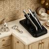 1:12 Scale Miniature Kitchen Cutter Set and Stand Model Doll House Accessory For Realistic Pretend Play And Scene Display