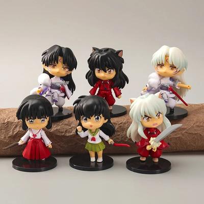 6 Teile/satz Cartoon Inuyasha Q Version Spielzeug Sesshoumaru Higurashi Kagome PVC Modell Anime Puppe Kinder Geschenk