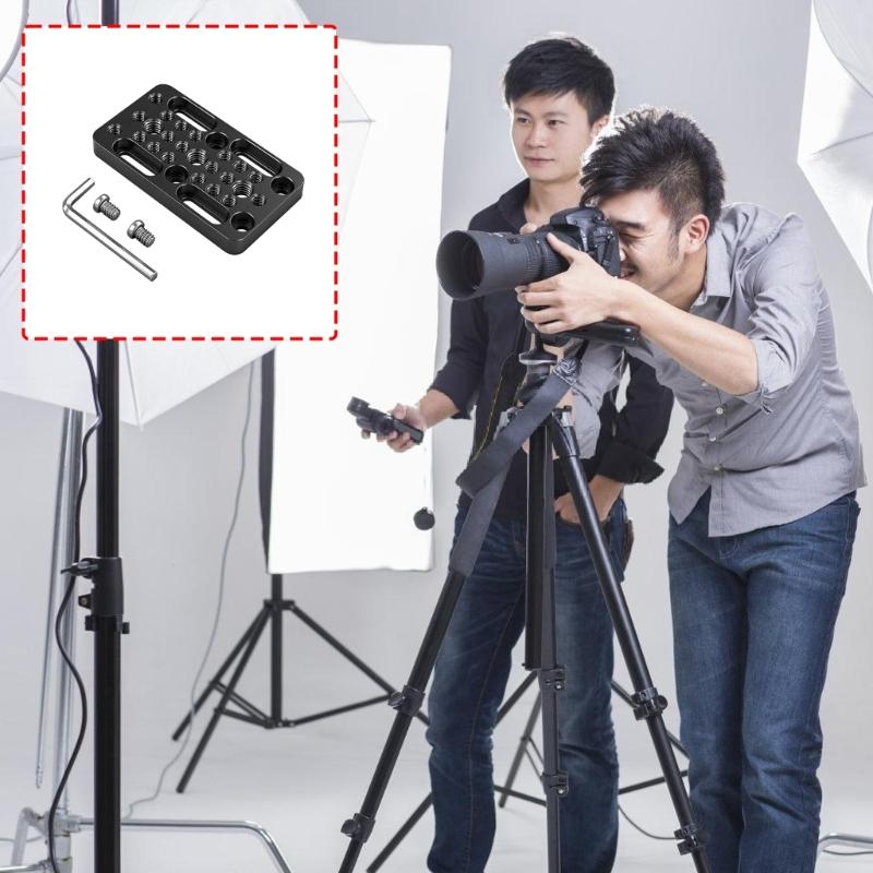 Universal Camera Quick Release Plate With Double 1/4in And 3/8in Screw Holes For DSLR Camera LED Light Stand Equipment