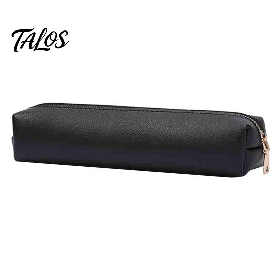 Estojo Elegante Minimalista em Couro PU para Lápis, Bolsa Multifuncional para Armazenamento de Material de Papelaria com Zíper Metálico Suave, Bolsa para Viagem à Prova d'Água e Manchas