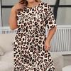 2025 Europäisches & Amerikanisches Frühling/Sommer Übergröße Kurzarm Schmetterling Herz Leopardenmuster Nachthemd