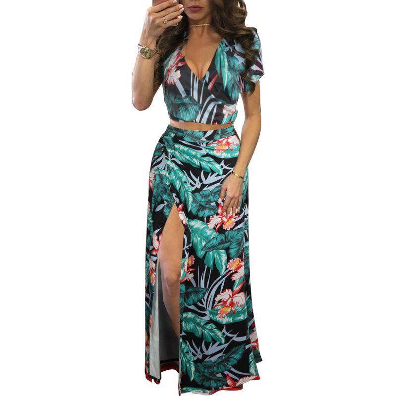 M482 Cross-Border Boutique European and American Popular Amazon Independent Station Classic Floral Hot Sale Dress Two-piece Set