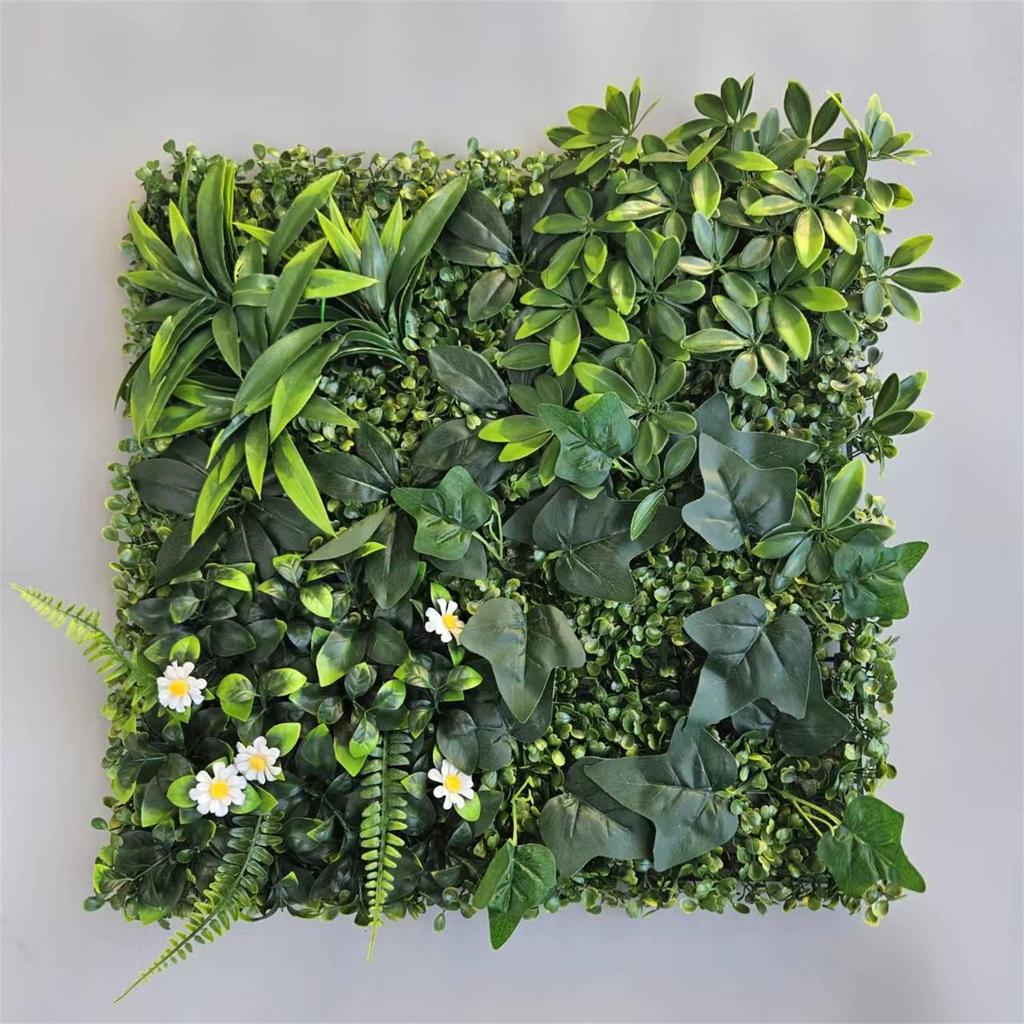50×50cm Artificial Green Plant Wall - Plastic Vertical Garden, Fake Flower Wall, Synthetic Turf Background