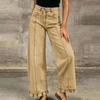 Women's Loose Fit Vintage Distressed Patchwork Denim Pants for Casual Everyday Wear