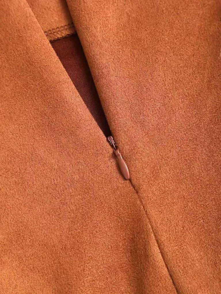 European and American Women's Faux Suede Mid-Waist Short Skirt - Wrinkled, Versatile for Spring and Autumn