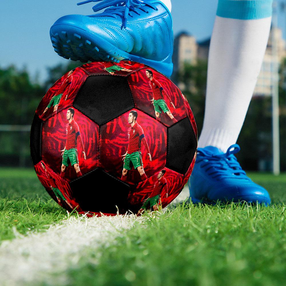 Cristiano Ronaldo Fußball Größe 5 Bunt Maschinengenäht PVC Wettkampfbereit Langlebig Hoher Rückprall