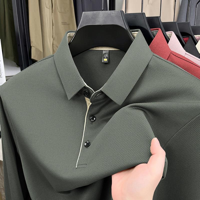 Men's Polo Shirt Men's Lapel Long-sleeved T-shirt Men's High-end Basic Bottoming Shirt Men's Clothing