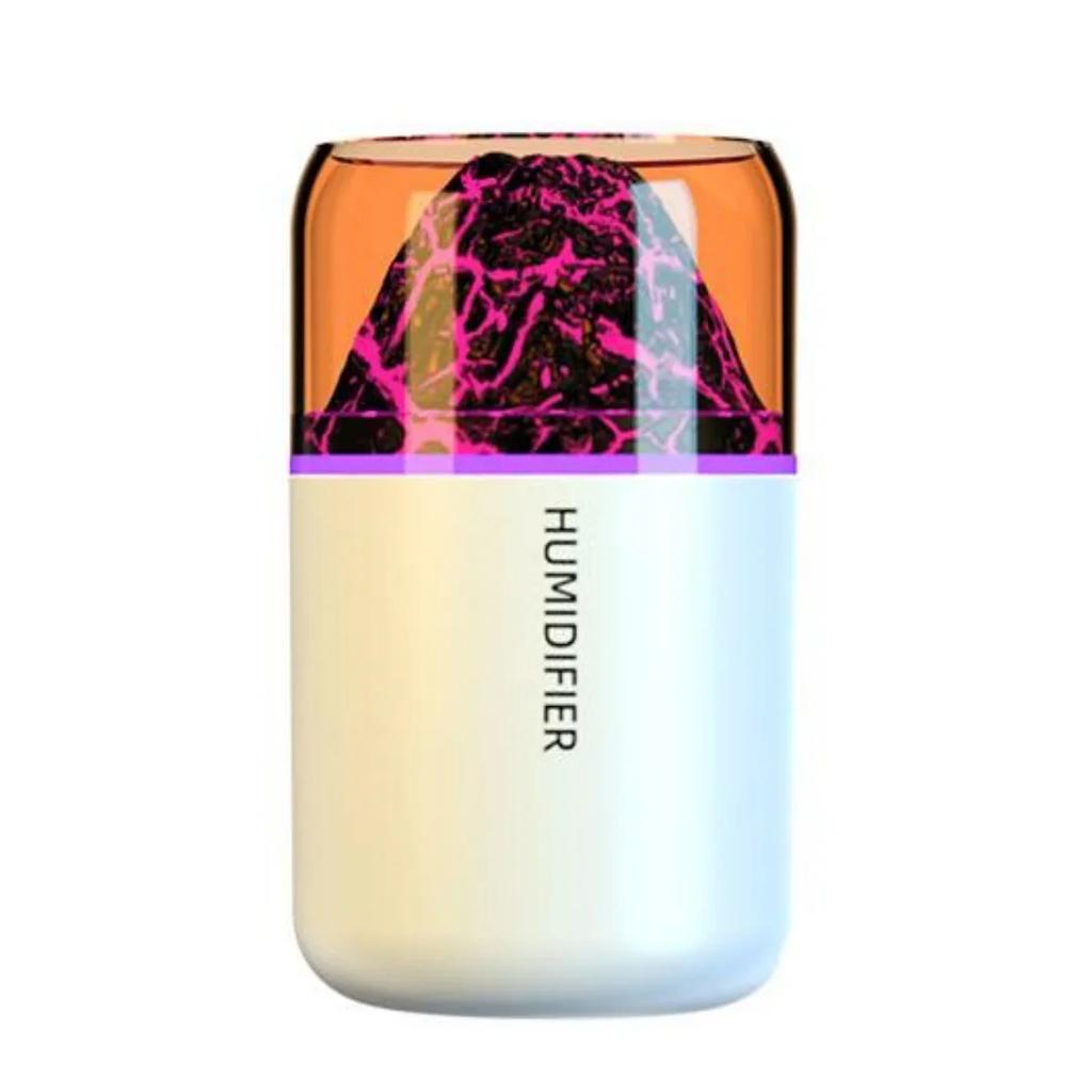 180ML Mini Luftbefeuchter USB Luftreiniger Aroma Ätherisches Öl Diffusor Kreatives Vulkan Farblicht Nebelspray für Auto Zuhause Schlafzimmer