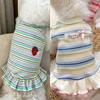 Dog Dress Girls 2 Set Dog Summer Clothes Cooling Skirts Puppy Dresses Striped Strawberry Print Cat Dog Clothing Chihuahua Outfit
