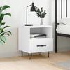 Bedside Table - Maison Exclusive - White - Engineered Wood - 1 Drawer + 1 Compartment
