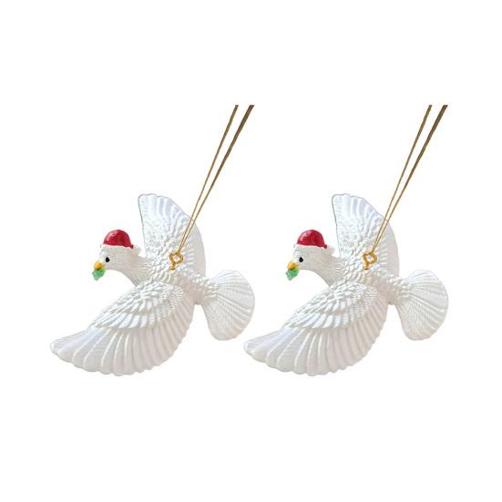 Peaceful White Flying Pigeon Ornament Resin Lifelike Hanging Bird Decoration for Christmas Tree Holiday Home Decor