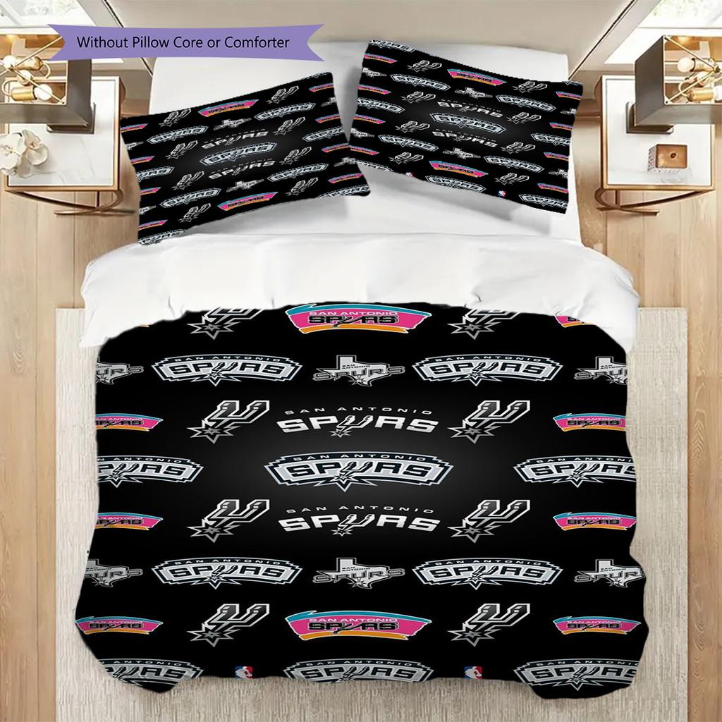 Vibrant Austin Spurs Logo Bedding(1 * duvet cover + 2 * pillowcase, without core)Duvet cover and pillowcase Christmas birthday gift