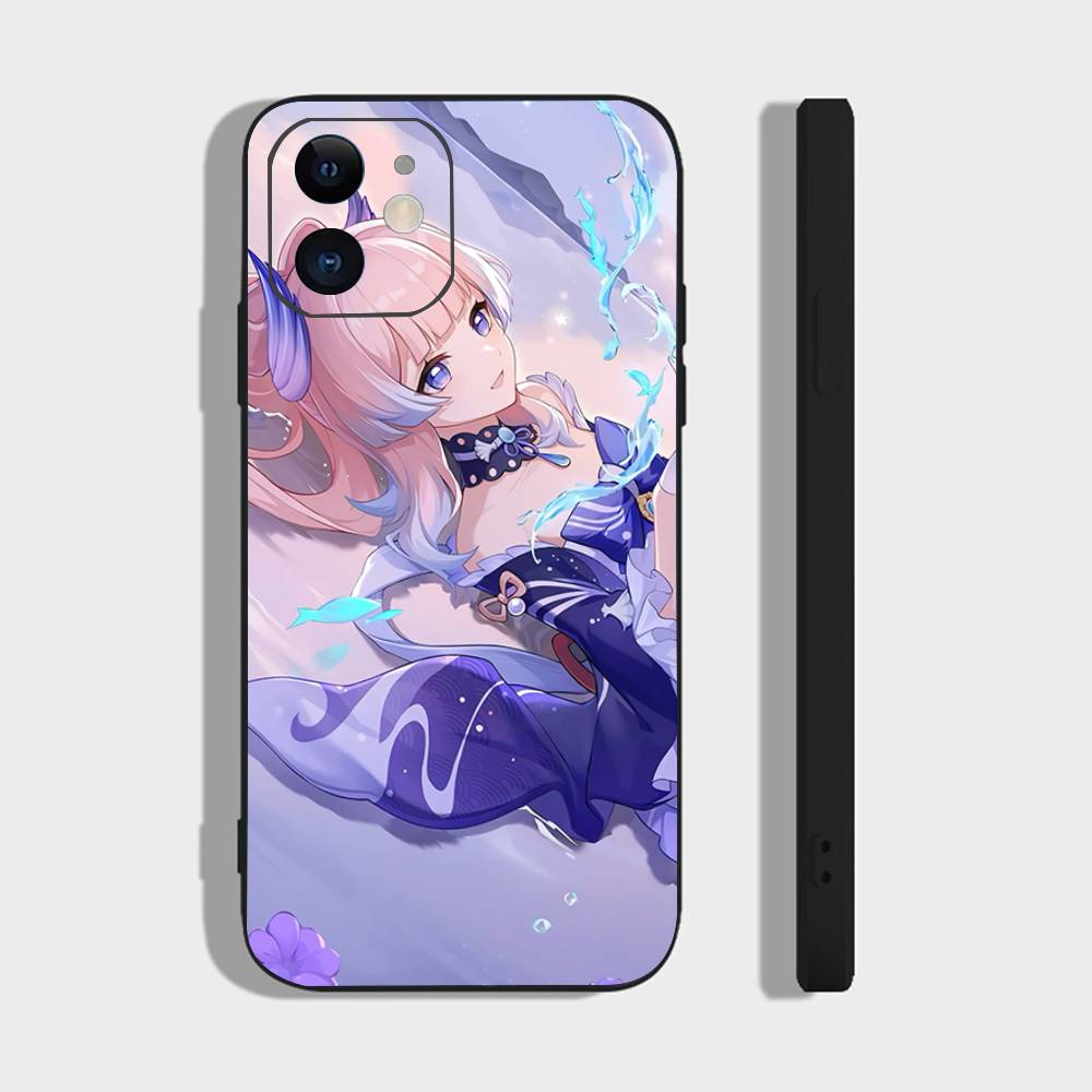 Sangonomiya Kokomi Genshin I-Impact Anime Phone Case For IPhone 17 Air 16 15 14 13 Pro Max 11 12 Black Silicone Cover