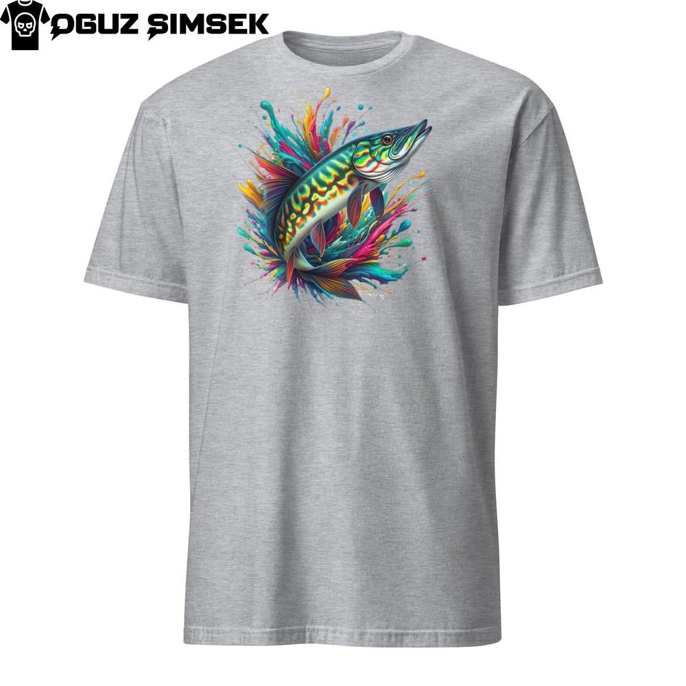 

Colorful Northern Pike Fish Trout Short-Sleeve T-Shirt | Splash of Color Tee L