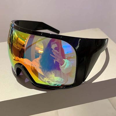 Oversized Futuristic Goggle  New Wrap Round Mirror Monoblock Outdoor Sunglasses Trendy Brand Designer Sports Eyewear