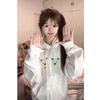 2025 Spring and Autumn Plush Patch Embroidered Hooded Sweater Women's American High Street Loose College Style Casual Jacket