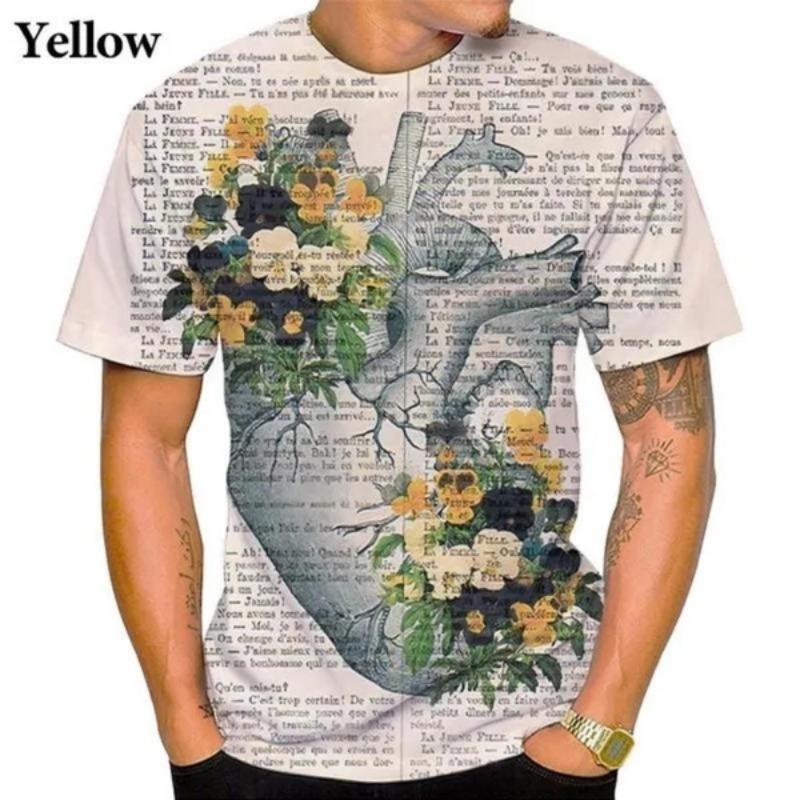 

Summer Fashion Funny 3D Heart Printed T-shirt New Trend Wear Everyday Full Matching Personality Short Sleeve Top T-Shirts 2XL