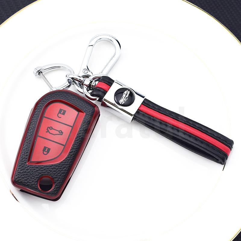 TPU Leather Car Key Cover Case Shell for Toyota Auris Corolla Avensis Verso Yaris Aygo Scion TC IM Camry RAV4 Forturner Hilux