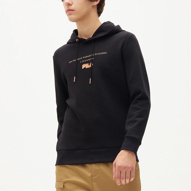FILA Back Wing Letter Print Sports Hoodie Men Hoodies Black F11M138255F-BK