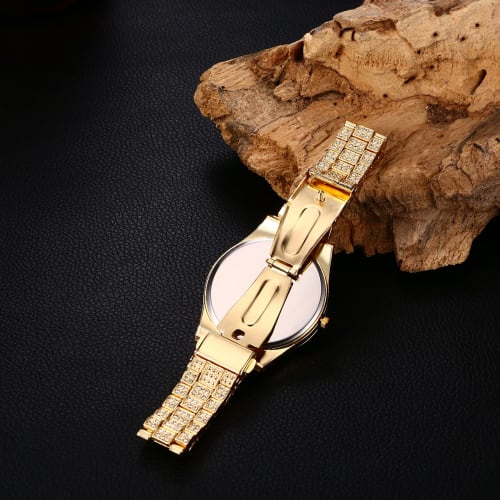 Seiko Analog Quartz Watch with Wide Strap: Men's Square Roman Numeral Watch with Zirconia and Diamonds, Adjustable Stainless Steel Watch for Women, Un