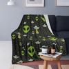 Wonderful Green Alien Universe Wondrous Cosmos With Planet And Stars Blanket Flannel Throw Blanket for Bed Room Picnic Home Sofa
