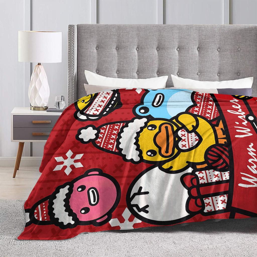 Soft BlanketBoy Girl Decorative Yellow Duck Christmas Throw Blanket Flannel Bedspread For Couch Bed Novelty Sofa Bed Cover