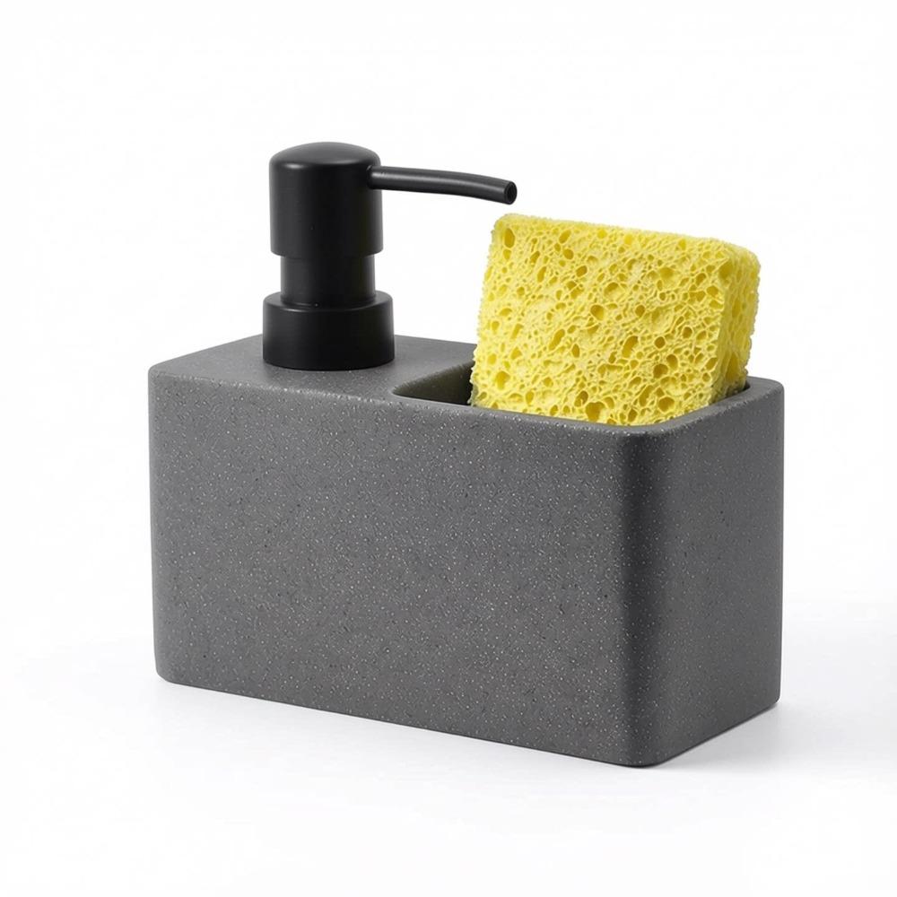 Kitchen Soap Dispenser with Sponge Holder - 2-in-1 Countertop Liquid Soap, Lotion & Detergent Dispenser Bottle with Storage Caddy