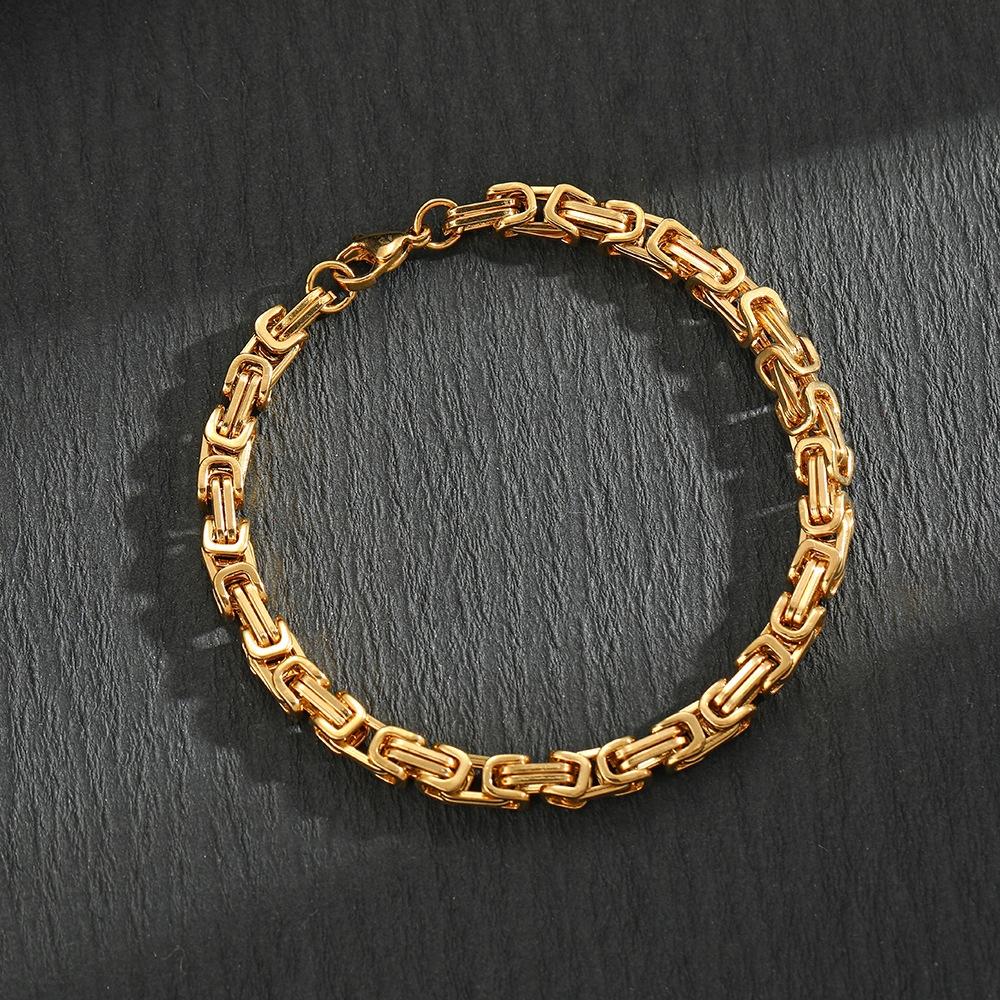 THICK GOLD BRACELET Men' Bracelet ROYAL Byzantine + FREE