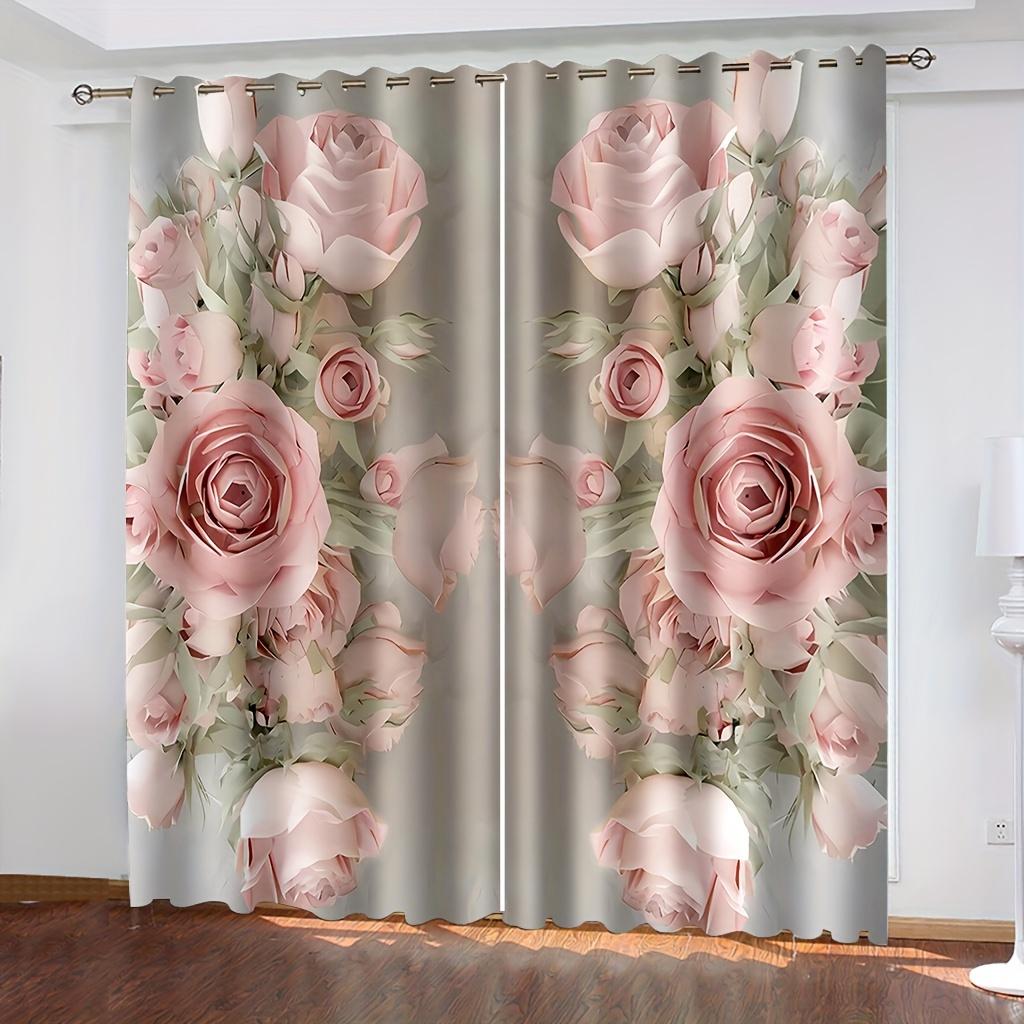 

2 шт. великолепные золотые розы цветы напечатанные шторы для домашнего декора карниз для оконного оформления спальни офиса кухни окна 100W130H(CM)40x51in&Grommet Top