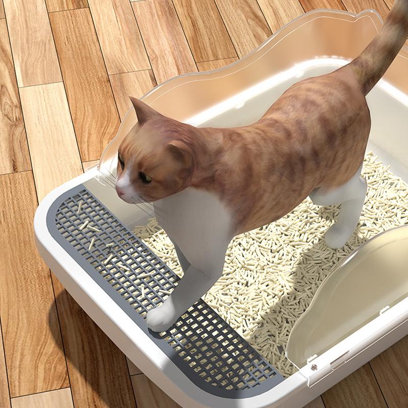 For  Capacity Semi-Enclosed Cat Litter Box Pet Toilet Splash-Proof Design Lightweight And Sturdy Pet Sandbox With Sc
