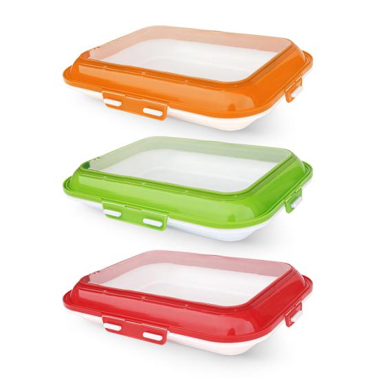 2Pcs Food Preservation Trays Reusable Food Storage Container with Lid Vacuum Sealed Stackable Tray for Picnic Travel