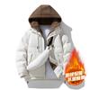 Padded-on men's hooded padded jacket fake two pieces, winter men's fashion trend high-end warm windproof jacket casual