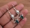 Solid 925 Sterling Silver Emerald & Pearl Gemstone Earrings Handmade Earrings Gift For her