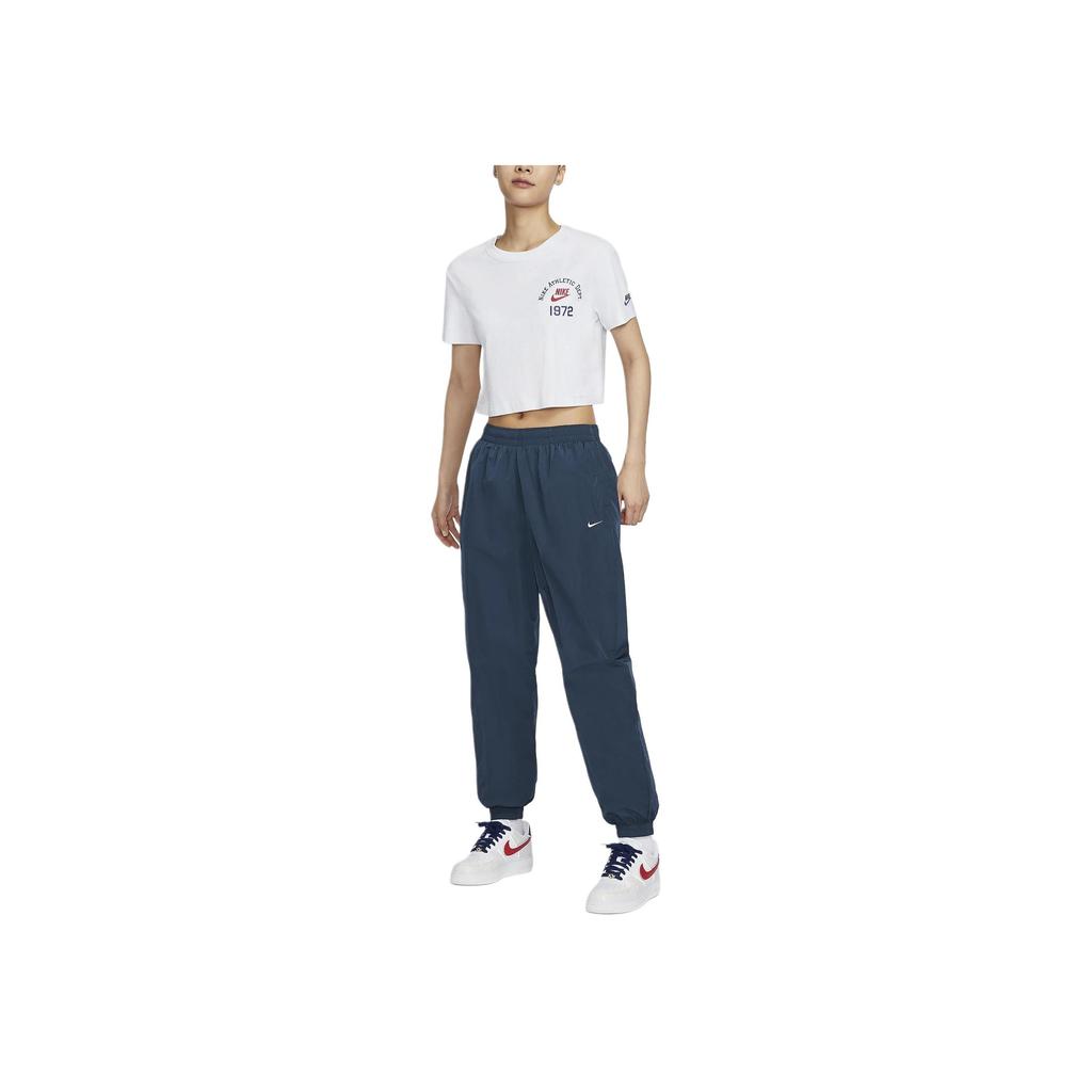 Nike Mid Rise Comfortable Soft Cuffed Knit Sports Pants Women Bottoms Deep-Blue FV7669-478