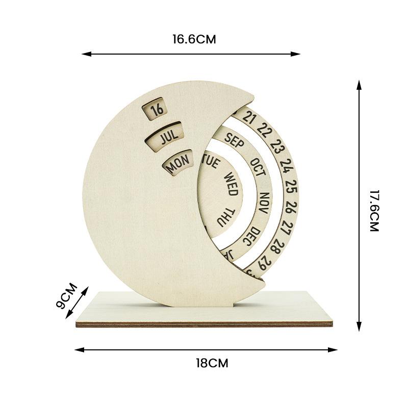 

1Pcs Wooden Wannian Desk Calendar Round Rotating Ornaments Safety Materials Portable Compact Atmosphere Cute Household