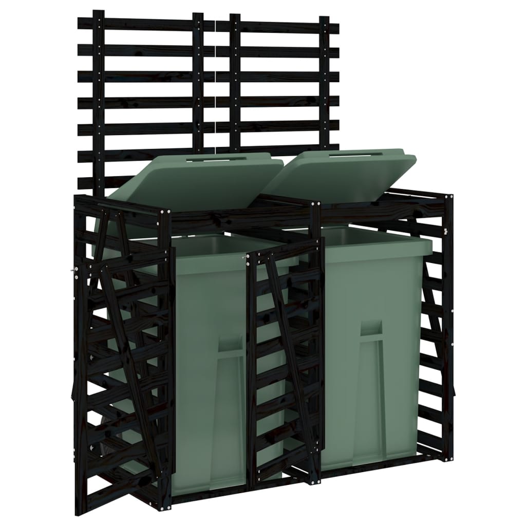 2 Ton Waste Bin Enclosure Black Solid Pine Wood