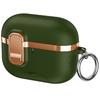 For AirPods Pro 3 Case Foldable Stand Electroplated Litchi Texture TPU PC Earbuds Cover with Switch / Carabiner