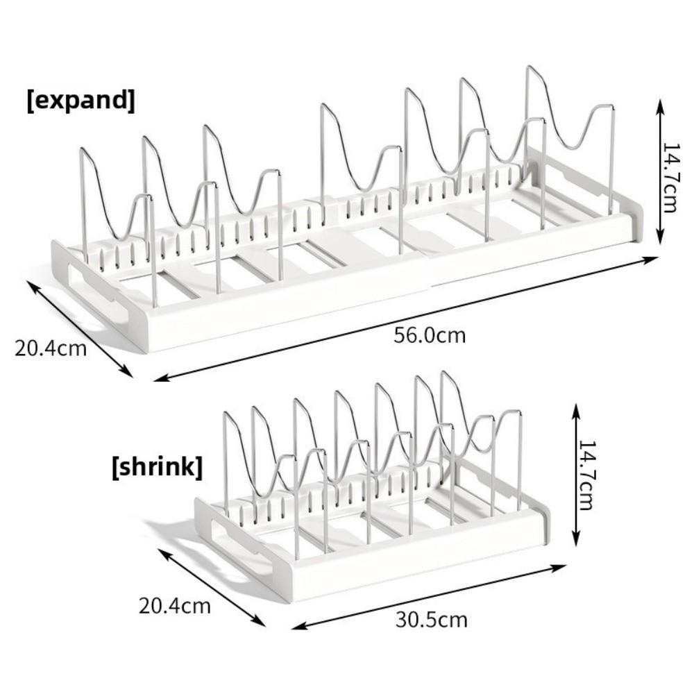 New Expandable Pans Organizer Rack 7 Grid Kitchen Utensils Rack Pot Lid Organizer Adjustable Pots Holder