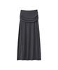 Lomaentinueo Ruched Waist Long Skirt (Charcoal)