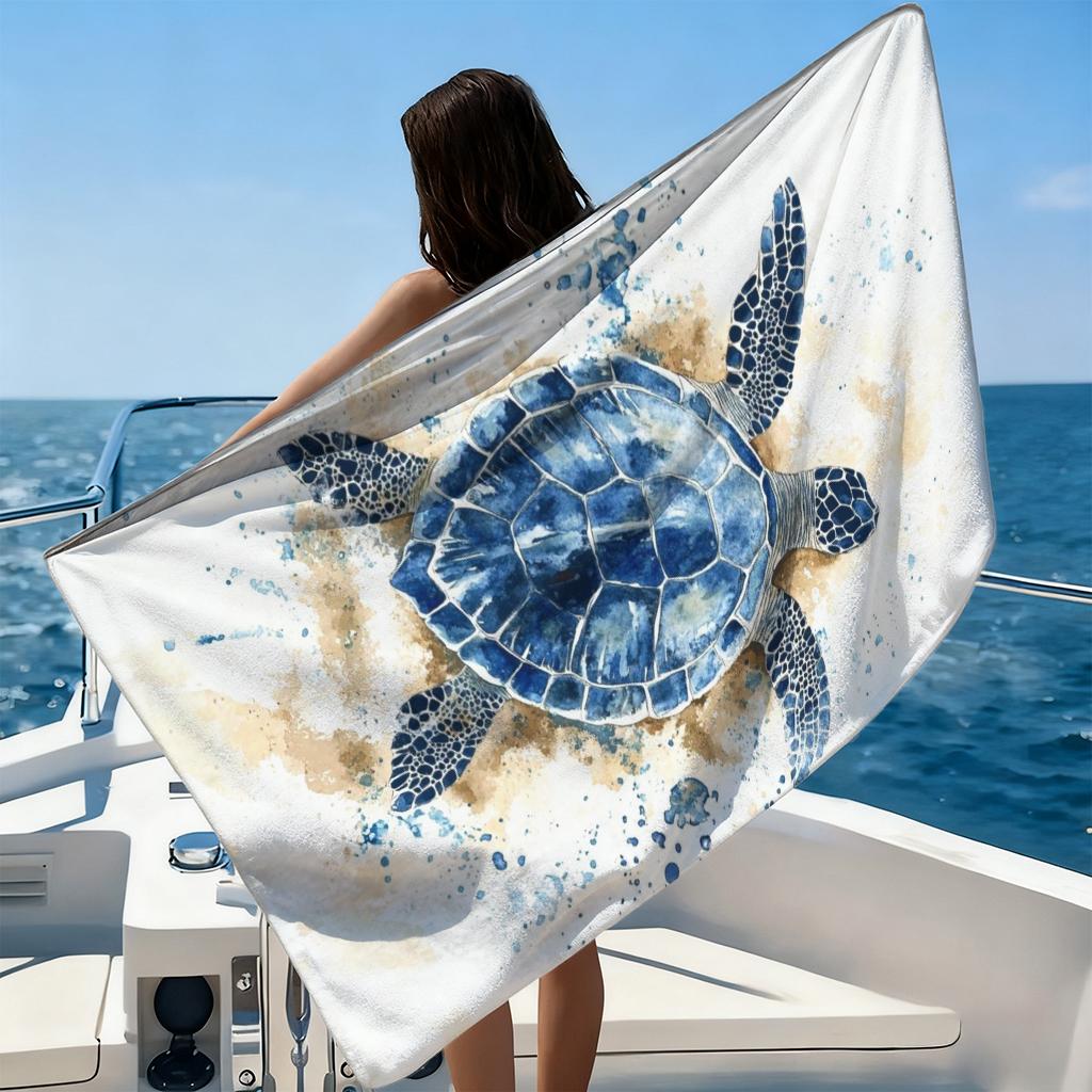 1Pc Sea Turtle Beach Towel Quick-Drying Super Absorbent Suitable For Swimming Beach Pool Gym Family Travel Gift For Friends