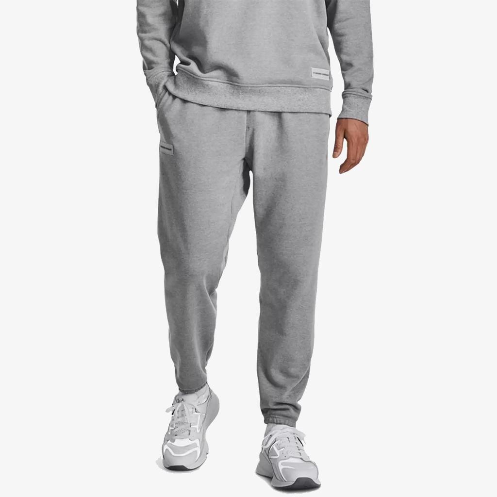 Under Armour Solid Color Cotton Woven Jogging Training Fitness Casual Pants Men Bottoms Gray 1379686-011