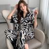 Nuovo Pigiama da Donna Due Pezzi Primavera e Autunno Estate Pigiama Donna Stampa Zebra Seta Manica Corta Pantaloni Pigiama Set Homewear