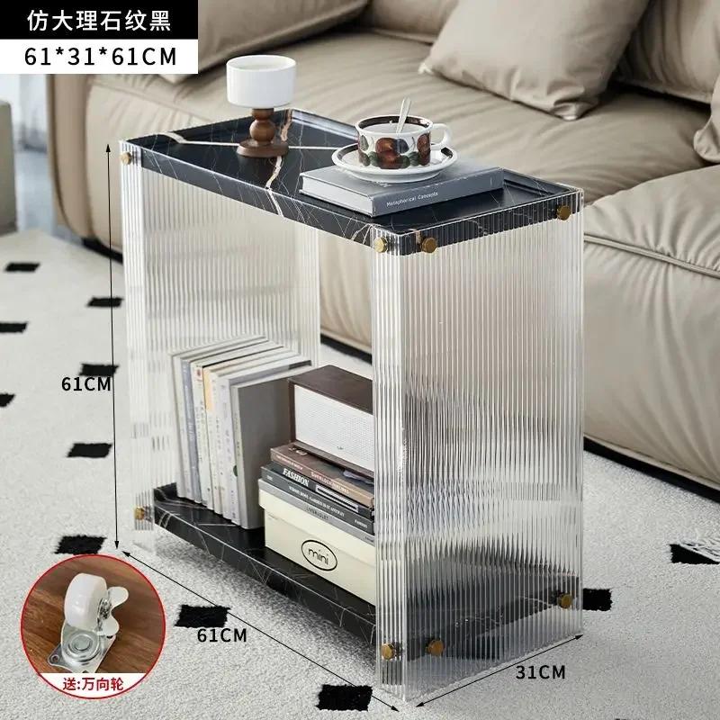 Transparent Acrylic Coffee Table, Double Layered Tea Table, Large Capacity Storage Rack, Living Room Side Table,Nordic Furniture